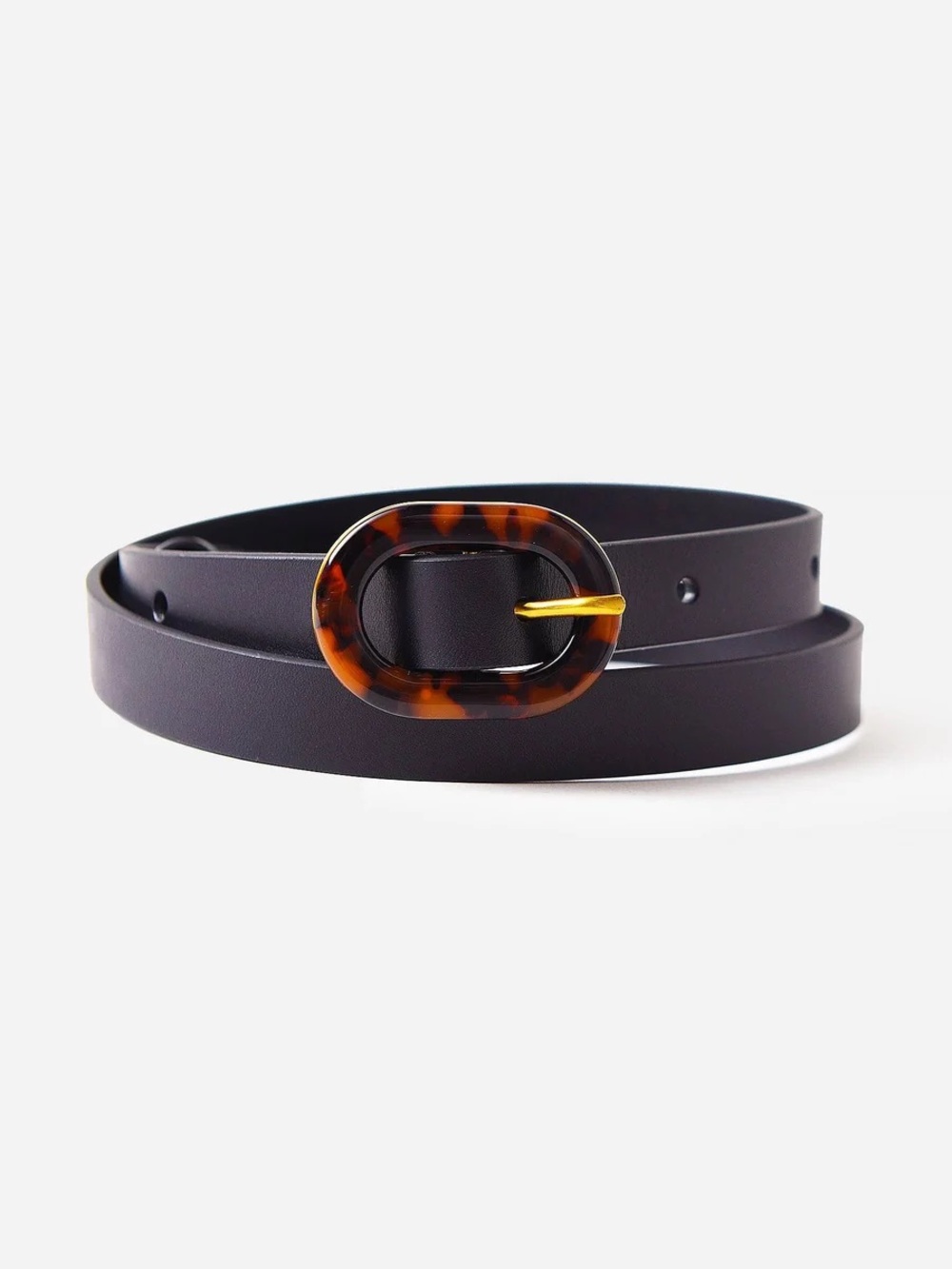 Loeffler Randall Vachetta Leather Chris Belt Black Tortoise Size M/L NWT